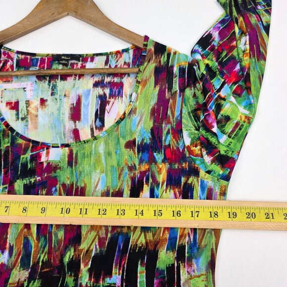 Milano Tunic Top Womens Size M Multicolor Abstract Print Scoop Neck Artsy Retro - Picture 11 of 13